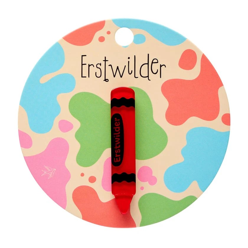 Crayon Simplified Mini Brooch - Red | Erstwilder. Australian Art Prints, Gifts, Fashion and Homewares. Green Door Decor. www.greendoordecor.com.au