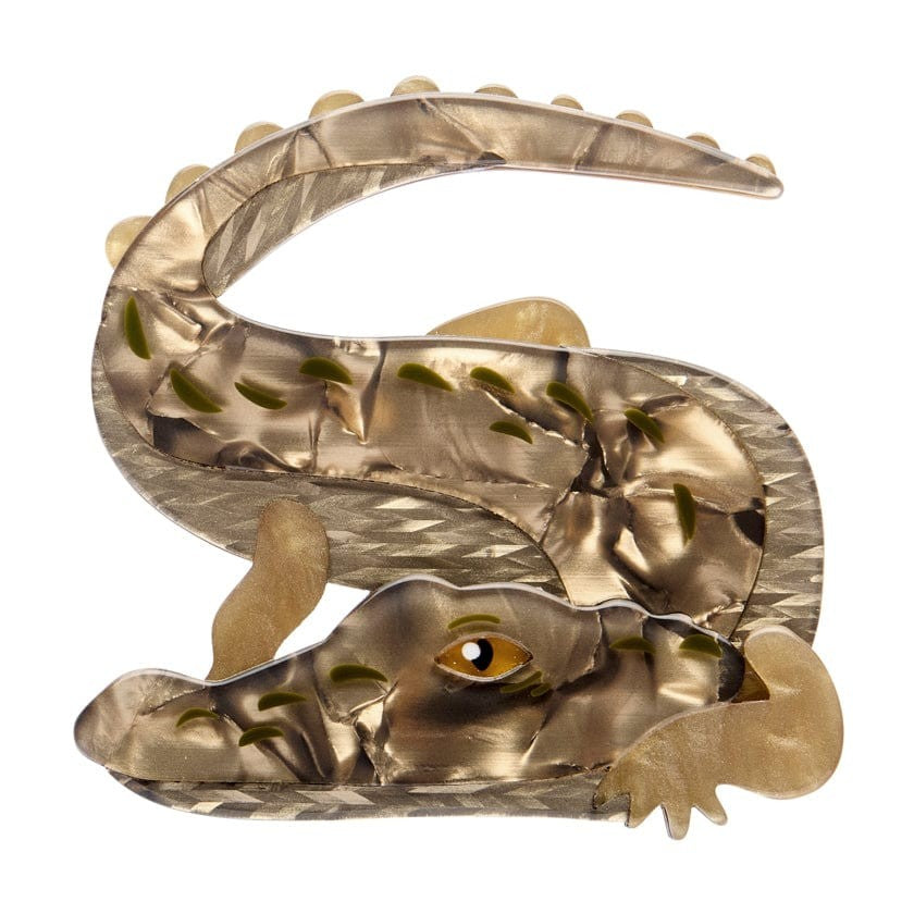 Crikey the Saltwater Crocodile Brooch | Erstwilder. Australian Art Prints and Homewares. Green Door Decor. www.greendoordecor.com.au