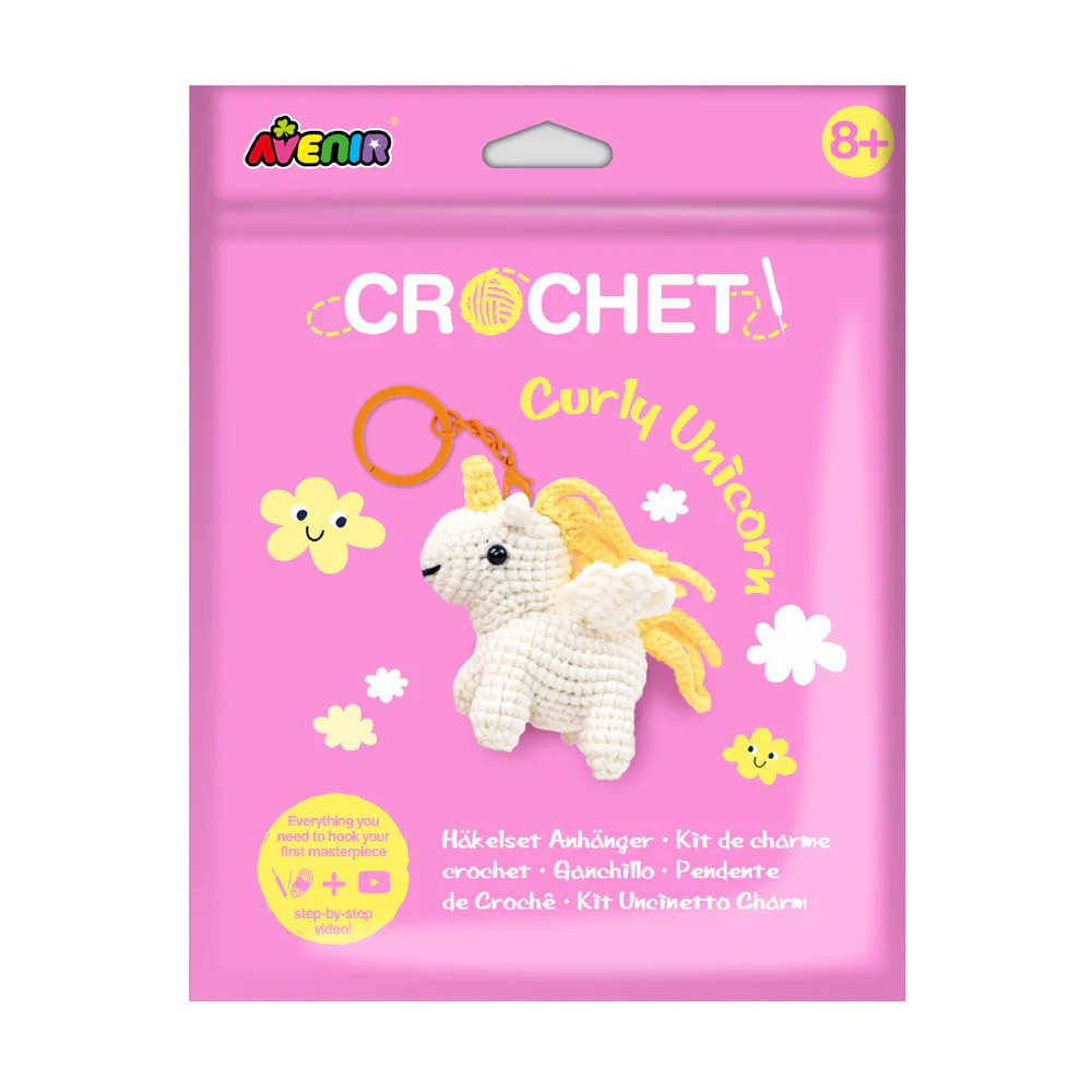 Crochet Keychain | Curly Unicorn | Avenir. Australian Art Prints, Gifts, Fashion and Homewares. Green Door Decor. www.greendoordecor.com.au