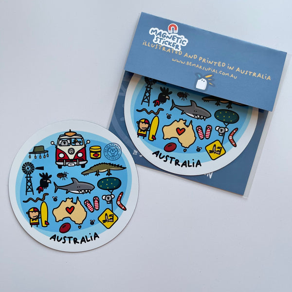 Magnetic Sticker | Australian Icons by Be Marsupial. Australian Art Prints and Homewares. Green Door Decor. www.greendoordecor.com.au