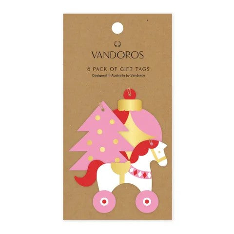 Drummer Boy Bright Pink & Red | Gift Tags - Pack of 6 by Vandoros Packaging. Australian Art Prints and Homewares. Green Door Decor. www.greendoordecor.com.au