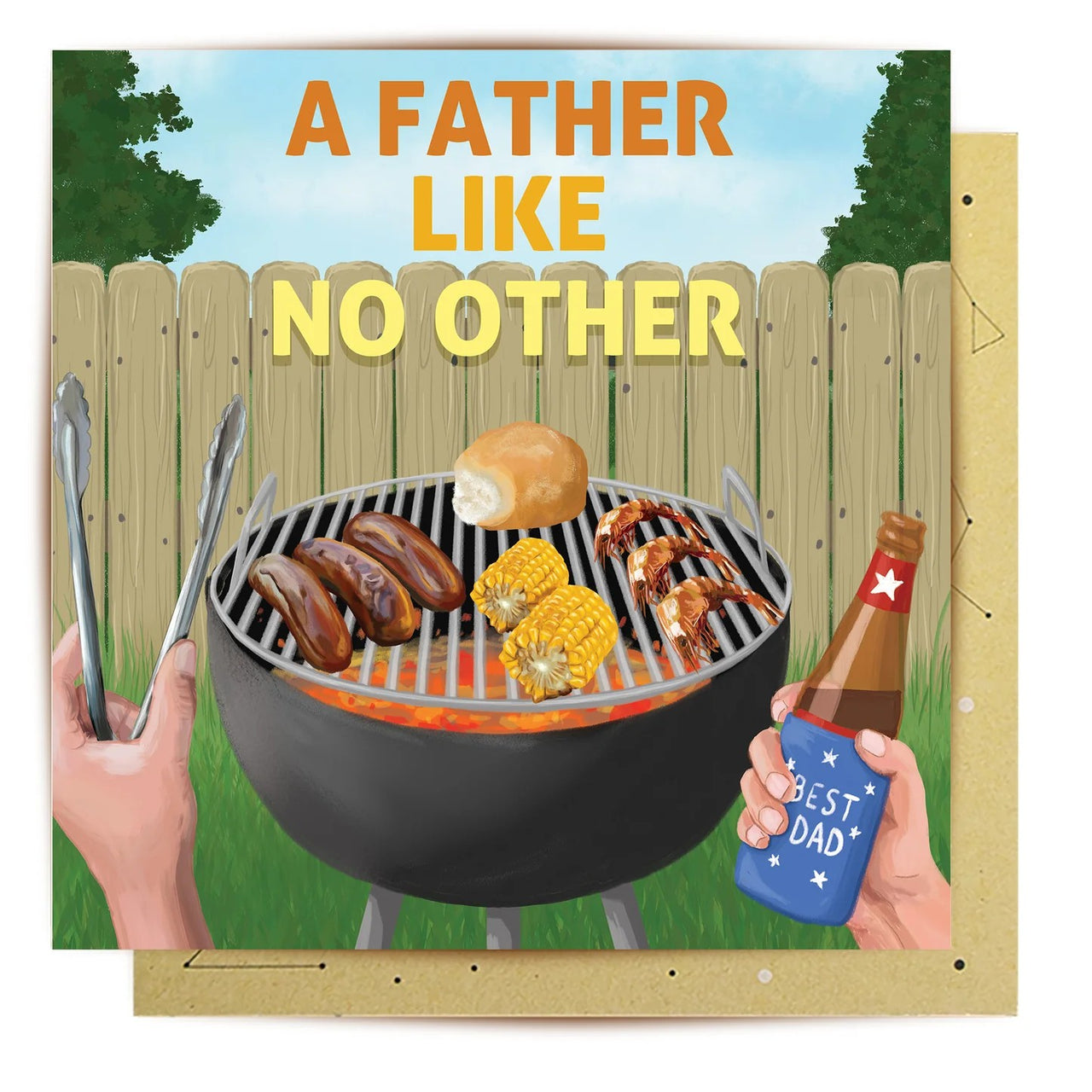 Greeting Card | Dad Bbq by La La Land. Australian Art Prints, Gifts, Fashion and Homewares. Green Door Decor. www.greendoordecor.com.au