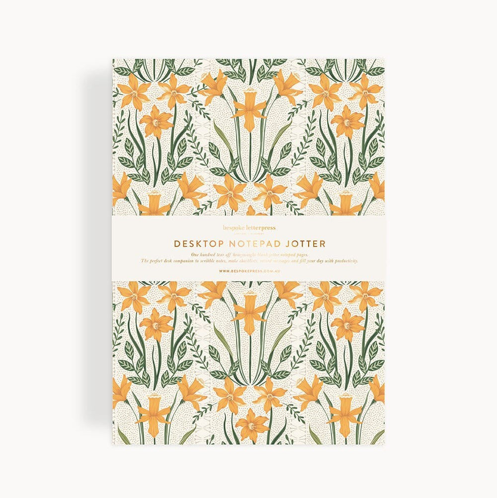 Notepad Jotter | Daffodil by Bespoke Letterpress. Australian Art Prints and Homewares. Green Door Decor. www.greendoordecor.com.au