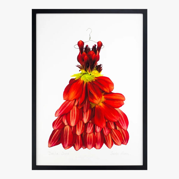 Dahlia Dress | Art Print by Petal & Pins. Australian Art Prints, Gifts, Fashion and Homewares. Green Door Decor. www.greendoordecor.com.au