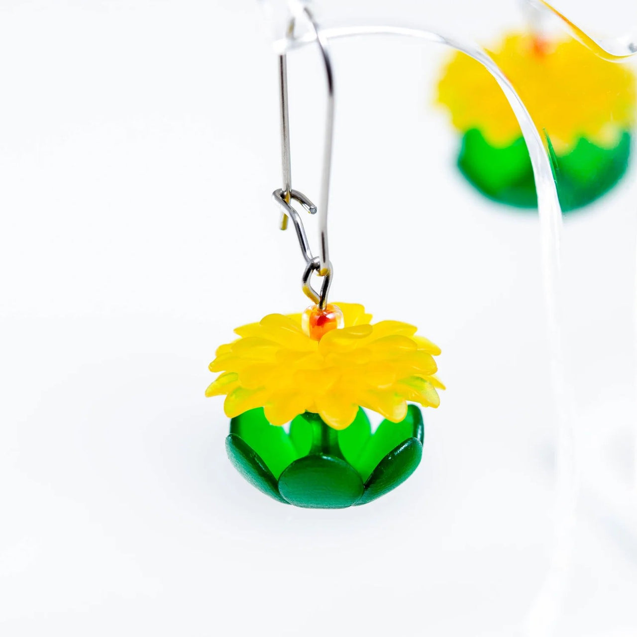 Dandelion Flower Resin Earrings | Yellow by Claire Ishino. Australian Art Prints and Homewares. Green Door Decor. www.greendoordecor.com.au