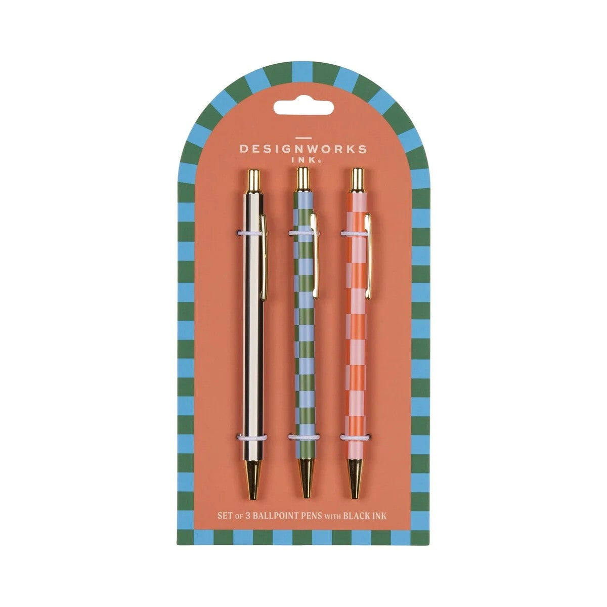 Designworks Ink | A Dopo Set of 3 Pens | Stripes & Checks by Designworks Collective Australia. Australian Art Prints, Gifts, Fashion and Homewares. Green Door Decor. www.greendoordecor.com.au