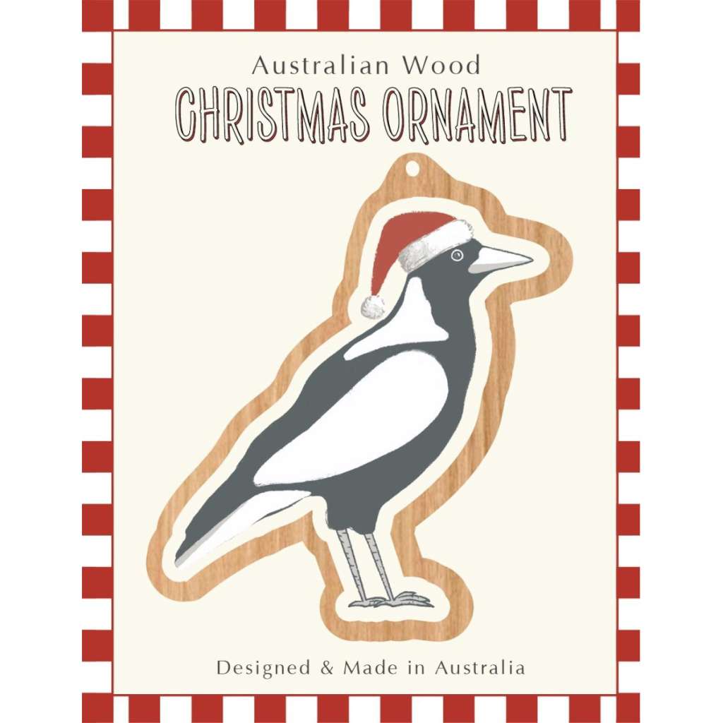 Die Cut Wooden Christmas Ornament | Magpie by Aero Images. Australian Art Prints, Fashion and Homewares. Green Door Decor. www.greendoordecor.com.au