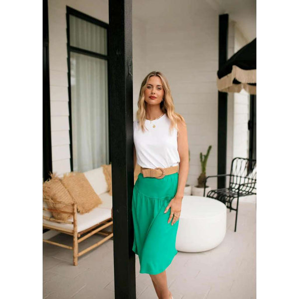 Dionne Midi Skirt | Emerald Green by Lou Lou Australia. Australian Art Prints and Homewares. Green Door Decor. www.greendoordecor.com.au
