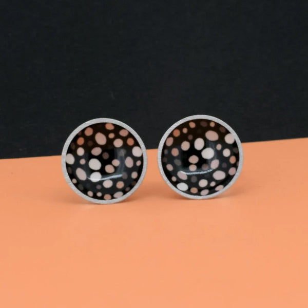 Domed Circle Stud Earrings | The Starry Sky - Monarch Butterfly by Kitty Came Home. Australian Art Prints and Homewares. Green Door Decor. www.greendoordecor.com.au