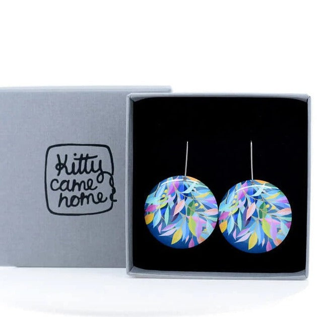 Domed Large Shepherds Hook Earrings | Evening Leaves by Kitty Came Home. Australian Art Prints and Homewares. Green Door Decor. www.greendoordecor.com.au