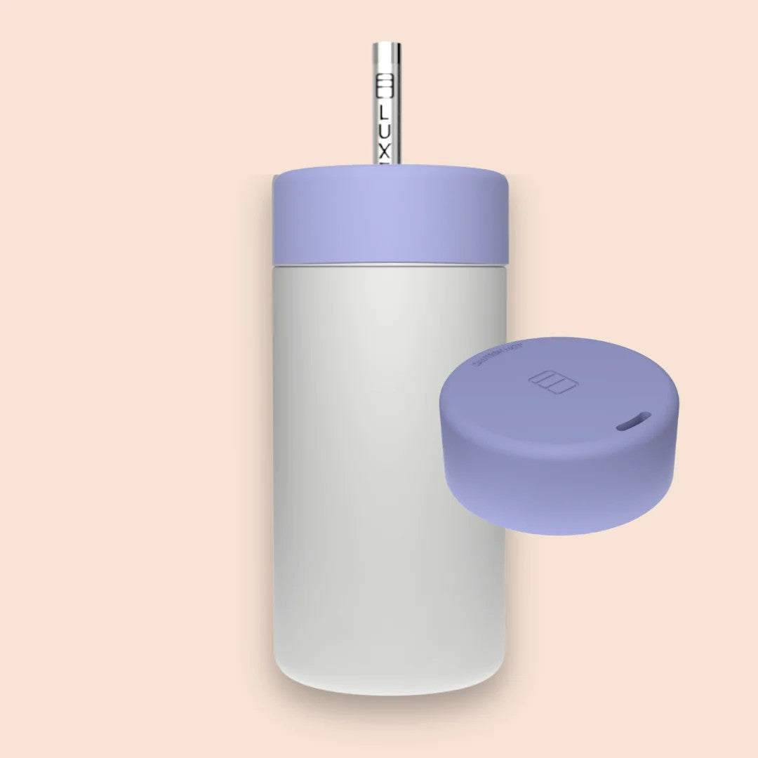 Duo Switch Stainless Steel Cup (12oz) | Gray/Periwinkle by Luxey. Australian Art Prints and Homewares. Green Door Decor. www.greendoordecor.com.au