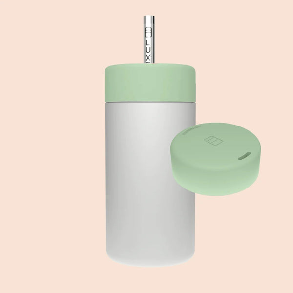 Duo Switch Stainless Steel Cup (12oz) | Gray/Pistachio by Luxey. Australian Art Prints and Homewares. Green Door Decor. www.greendoordecor.com.au