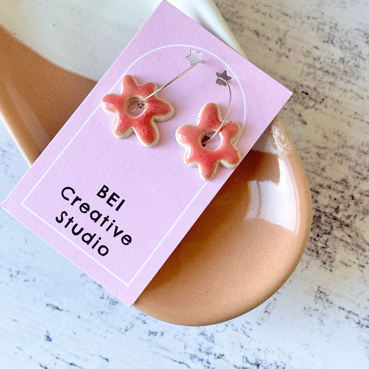 Petal Hoop Earrings | Coral By Bei Creative Australian Art Prints and Homewares. Green Door Decor. www.greendoordecor.com.au