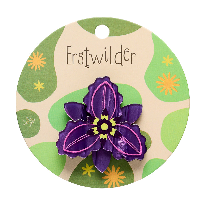 Chocolate Lily Simplified Mini Brooch | Erstwilder X Royal Botanic Gardens Victoria. Australian Art Prints, Gifts, Fashion and Homewares. Green Door Decor. www.greendoordecor.com.au