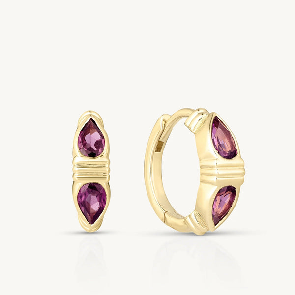 'Eden' Rhodolite Gold Huggies by ToniMay. Australian Art Prints, Fashion and Homewares. Green Door Decor. www.greendoordecor.com.au