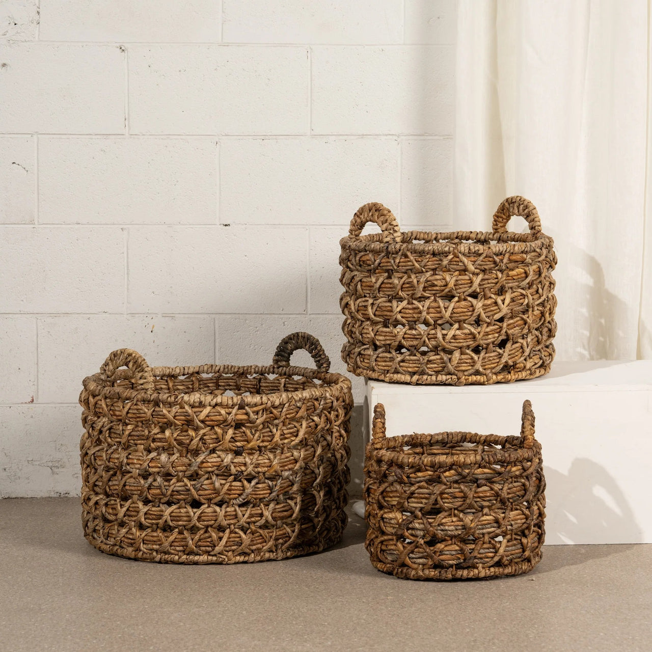 'Edie' Textural Woven Baskets by Inartisan. Australian Art Prints and Homewares. Green Door Decor. www.greendoordecor.com.au