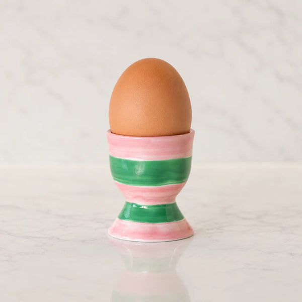 Egg Cup | Pink & Green Stripe by Noss & Co. Australian Art Prints, Gifts, Fashion and Homewares. Green Door Decor. www.greendoordecor.com.au