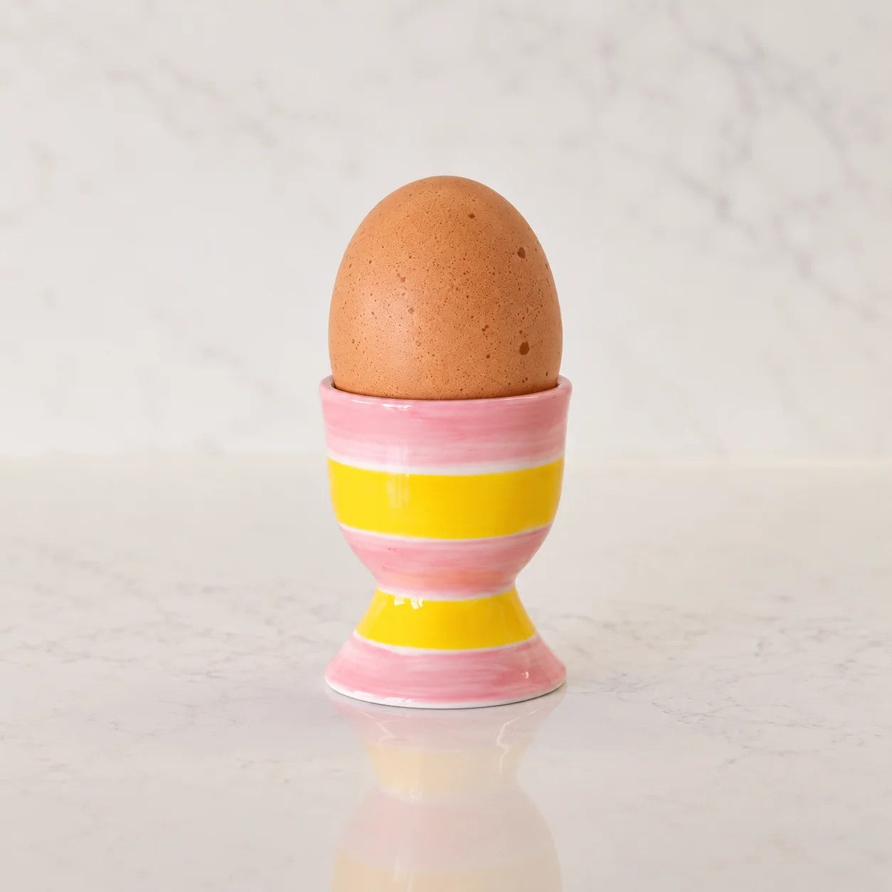 Egg Cup | Pink & Yellow Stripe by Noss & Co. Australian Art Prints, Gifts, Fashion and Homewares. Green Door Decor. www.greendoordecor.com.au
