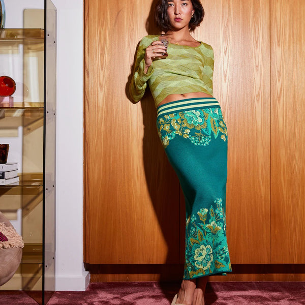 'Eliza' Knit Maxi Skirt by Sage and Clare. Australian Art Prints, Gifts, Fashion and Homewares. Green Door Decor. www.greendoordecor.com.au