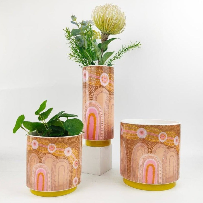 'Emma Stenhouse' Small Planter | The Path Behind The Mountain | Green Door Decor. Australian Art Prints and Homewares. Green Door Decor. www.greendoordecor.com.au