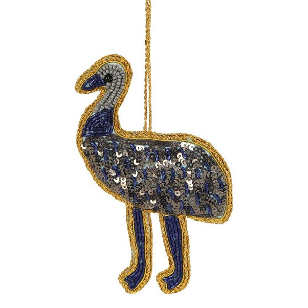 Emu Sequin Hanging Xmas Decoration. Australian Art Prints and Homewares. Green Door Decor. www.greendoordecor.com.au