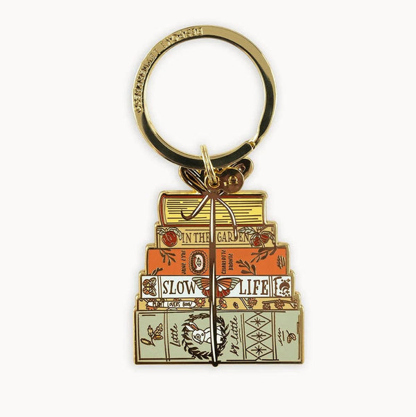 Enamel Keyring | Book Stack by Bespoke Letterpress. Australian Art Prints, Fashion and Homewares. Green Door Decor. www.greendoordecor.com.au