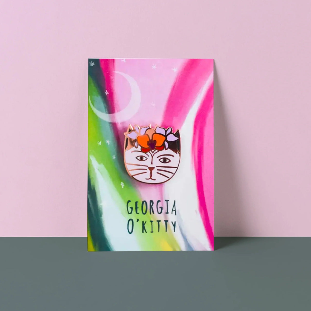 Enamel Pin | Georgia O'Cat by Vevoke. Australian Art Prints and Homewares. Green Door Decor. www.greendoordecor.com.au