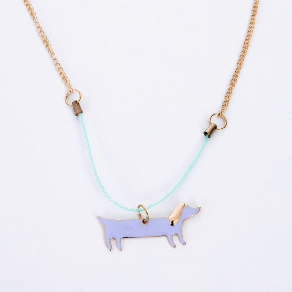 Enamel Sausage Dog Necklace by Meri Meri. Australian Art Prints and Homewares. Green Door Decor. www.greendoordecor.com.au