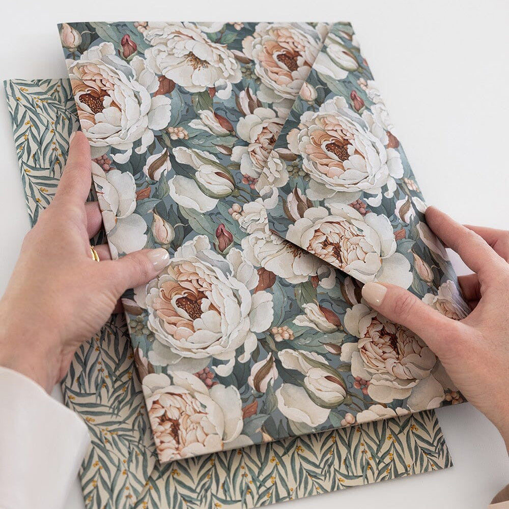 Envelope Folder A4 2 pack | Heritage Roses & Golden Wattle by Bespoke Letterpress. Australian Art Prints, Gifts, Fashion and Homewares. Green Door Decor. www.greendoordecor.com.au