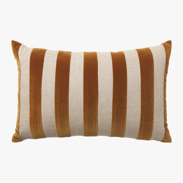 'Etro' Stripe Velvet Cushion (65x40cm) | Toffee by L&M Home. Australian Art Prints, Gifts, Fashion and Homewares. Green Door Decor. www.greendoordecor.com.au