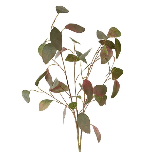 Faux Foliage | Eucalyptus Spray with 42 leaves - Green & Pink.  . Australian Art Prints and Homewares. Green Door Decor. www.greendoordecor.com.au