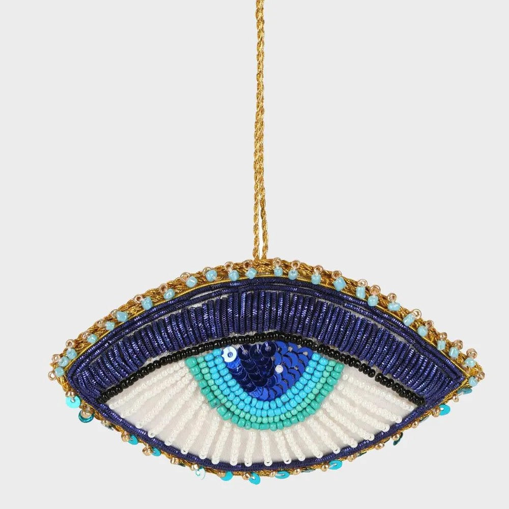Evil Eye | Sequin Hanging Christmas Tree Decoration by Florabelle. Australian Art Prints and Homewares. Green Door Decor. www.greendoordecor.com.au