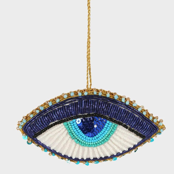 Evil Eye | Sequin Hanging Christmas Tree Decoration by Florabelle. Australian Art Prints and Homewares. Green Door Decor. www.greendoordecor.com.au