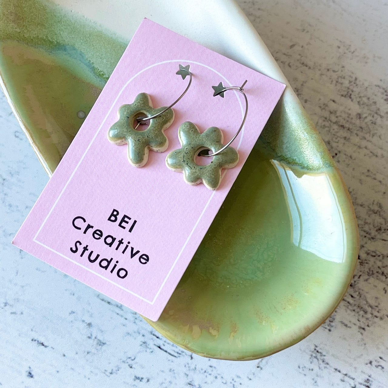 Petal Hoop Earrings | Green By Bei Creative Australian Art Prints and Homewares. Green Door Decor. www.greendoordecor.com.au