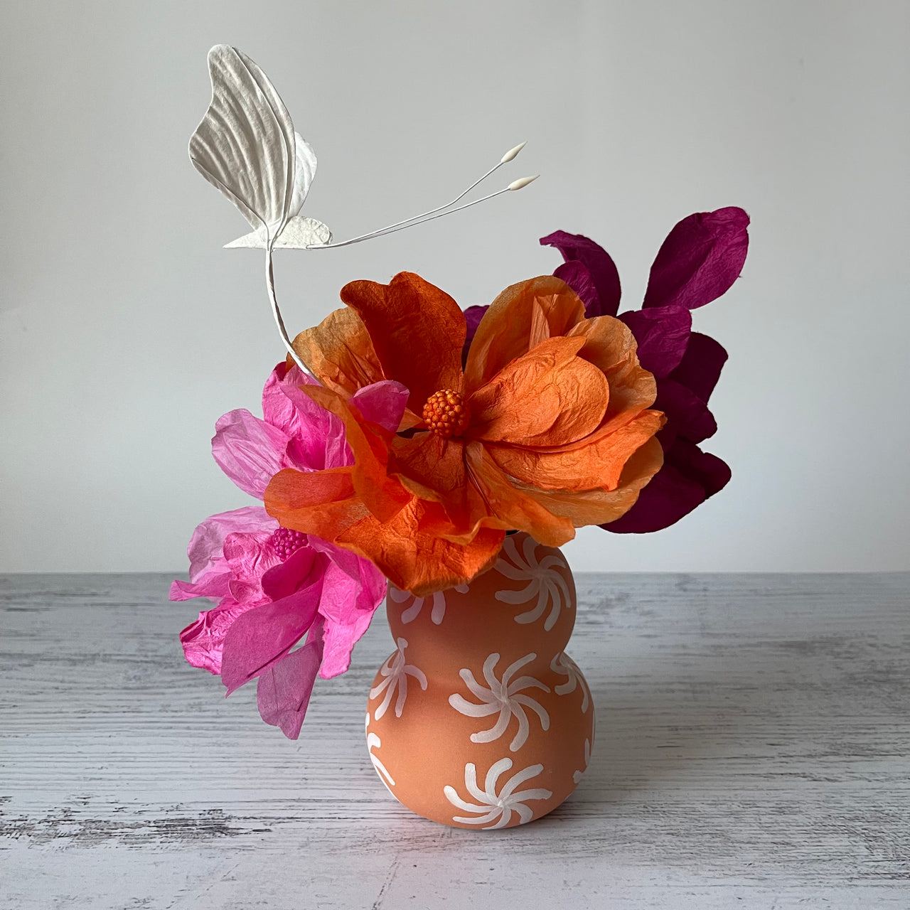 Paper Flowers - Moonshine Garden Bouquet | Rosina (Orange, Pink, Magenta) by Nibbanah. Australian Art Prints and Homewares. Green Door Decor. www.greendoordecor.com.au