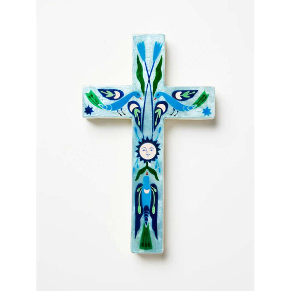 'Fable' Blue Sun Large Cross by Jones and Co. Australian Art Prints, Fashion and Homewares. Green Door Decor. www.greendoordecor.com.au
