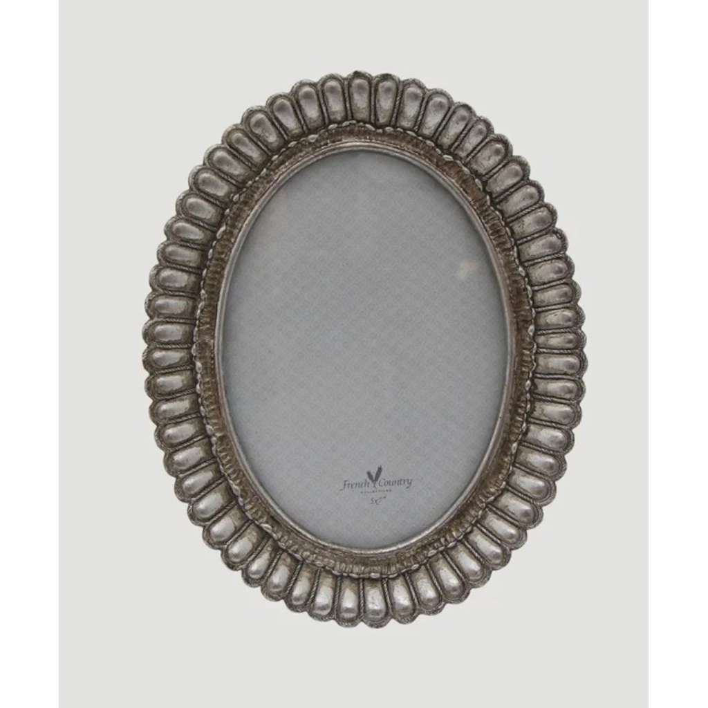 Fanned Oval Photo Frame Pewter Finish | 5 x 7 by French Country Collections. Australian Art Prints, Gifts, Fashion and Homewares. Green Door Decor. www.greendoordecor.com.au