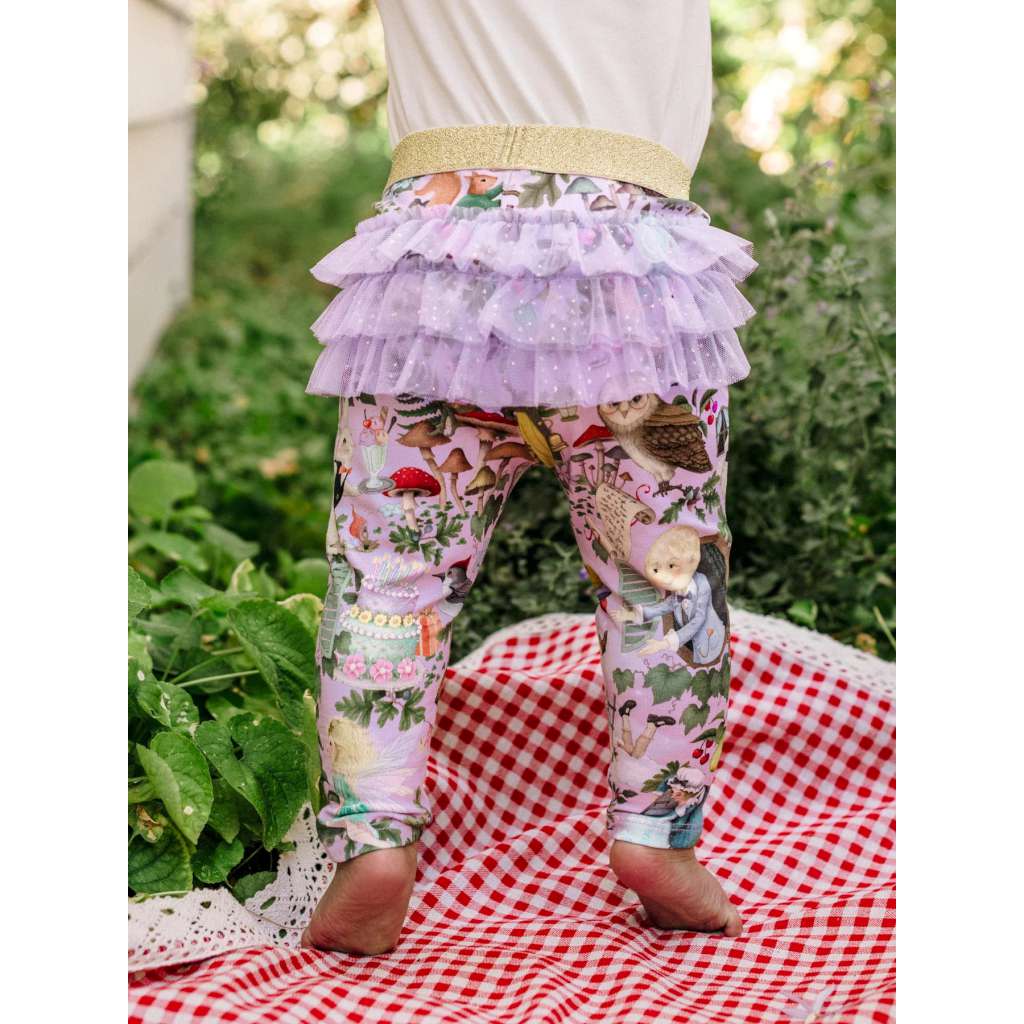 Faraway Friends | Fabulous Frilled Legging - Lilac by Fleur Harris. Australian Art Prints, Gifts, Fashion and Homewares. Green Door Decor. www.greendoordecor.com.au