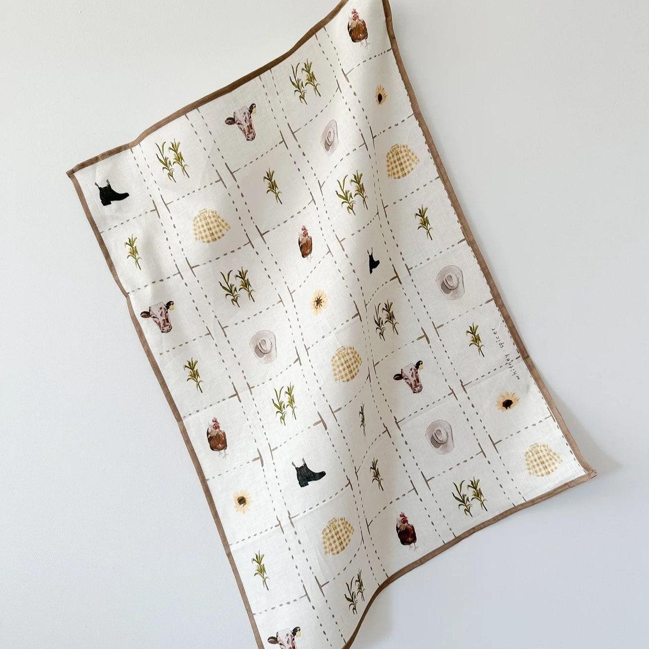 Farm Neutral Linen Tea Towel | Whitney Spicer Art. Australian Art Prints and Homewares. Green Door Decor. www.greendoordecor.com.au