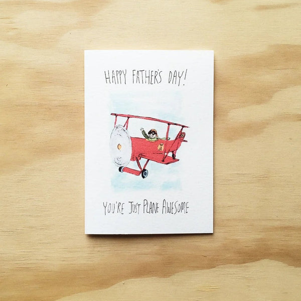 Greeting Card | Happy Father's Day, You're Just Plane Awesome by Well Drawn. Australian Art Prints and Homewares. Green Door Decor. www.greendoordecor.com.au