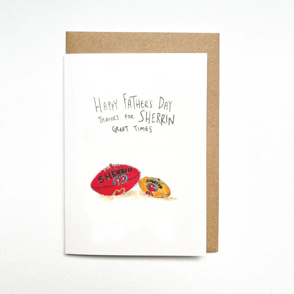 Greeting Card | Happy Father's Day, Thanks for Sherrin Great Times by Well Drawn. Australian Art Prints and Homewares. Green Door Decor. www.greendoordecor.com.au