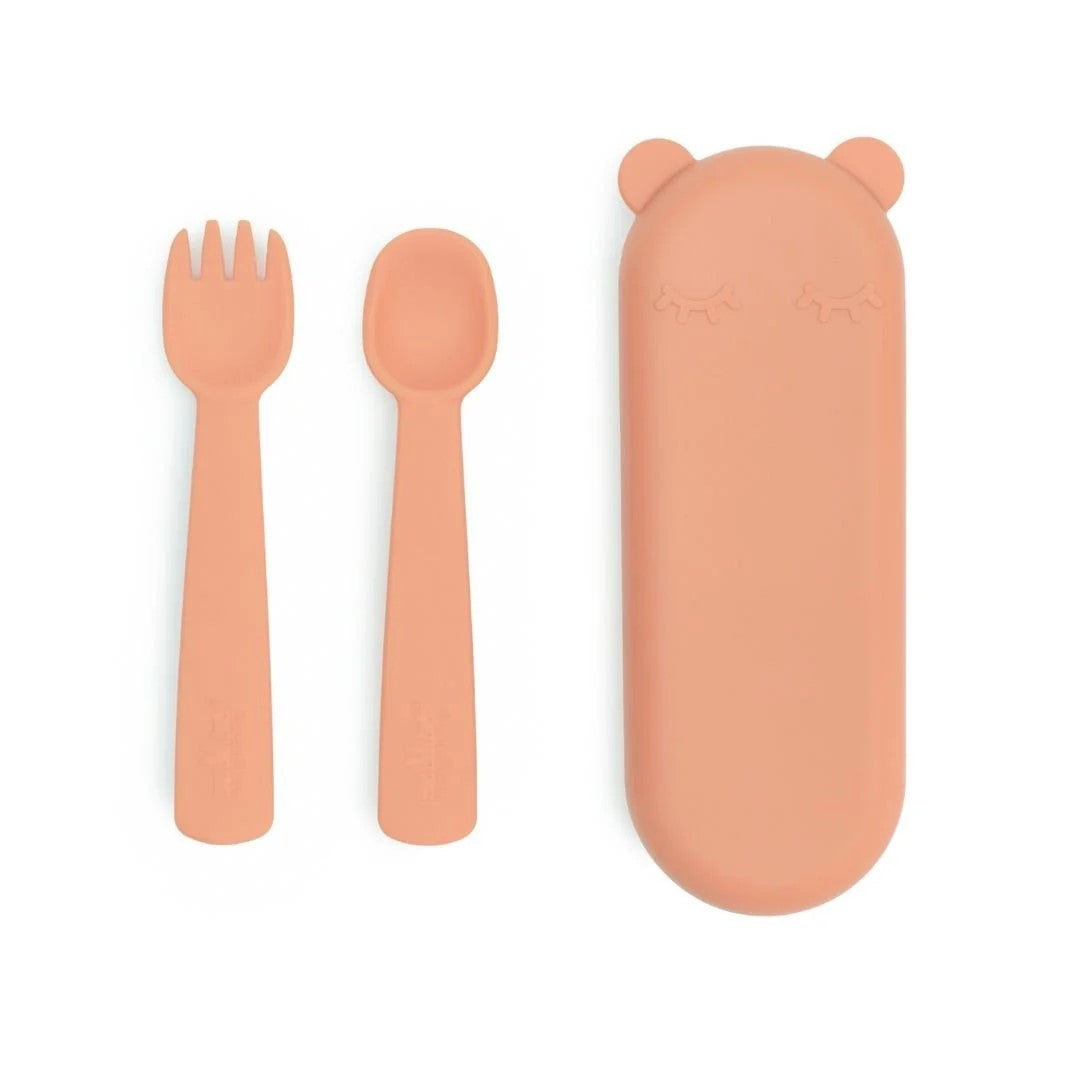 Feedie® Fork & Spoon Set | Dark Peach | We Might Be Tiny. Australian Art Prints and Homewares. Green Door Decor. www.greendoordecor.com.au