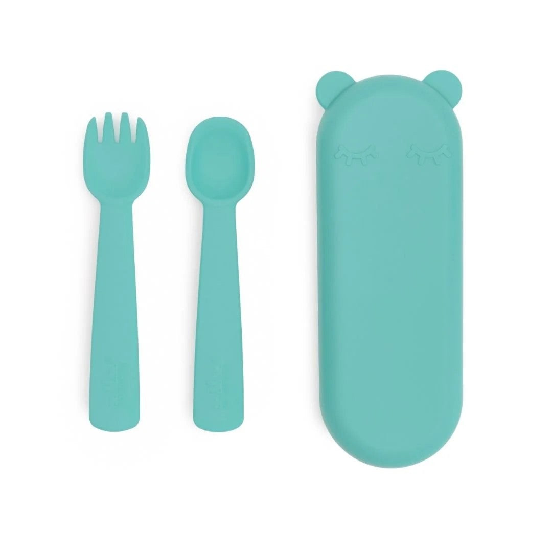 Feedie® Fork & Spoon Set | Pistachio | We Might Be Tiny. Australian Art Prints and Homewares. Green Door Decor. www.greendoordecor.com.au