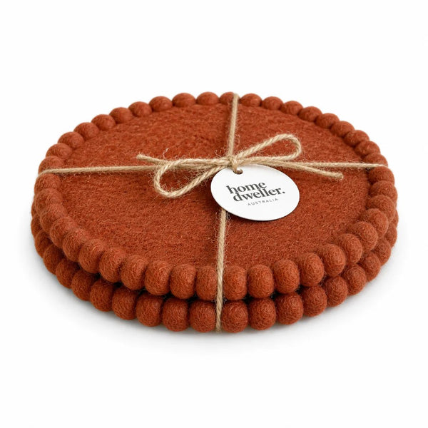 Felt Trivet Set | Spiced Cocoa by Home Dweller. Australian Art Prints, Gifts, Fashion and Homewares. Green Door Decor. www.greendoordecor.com.au