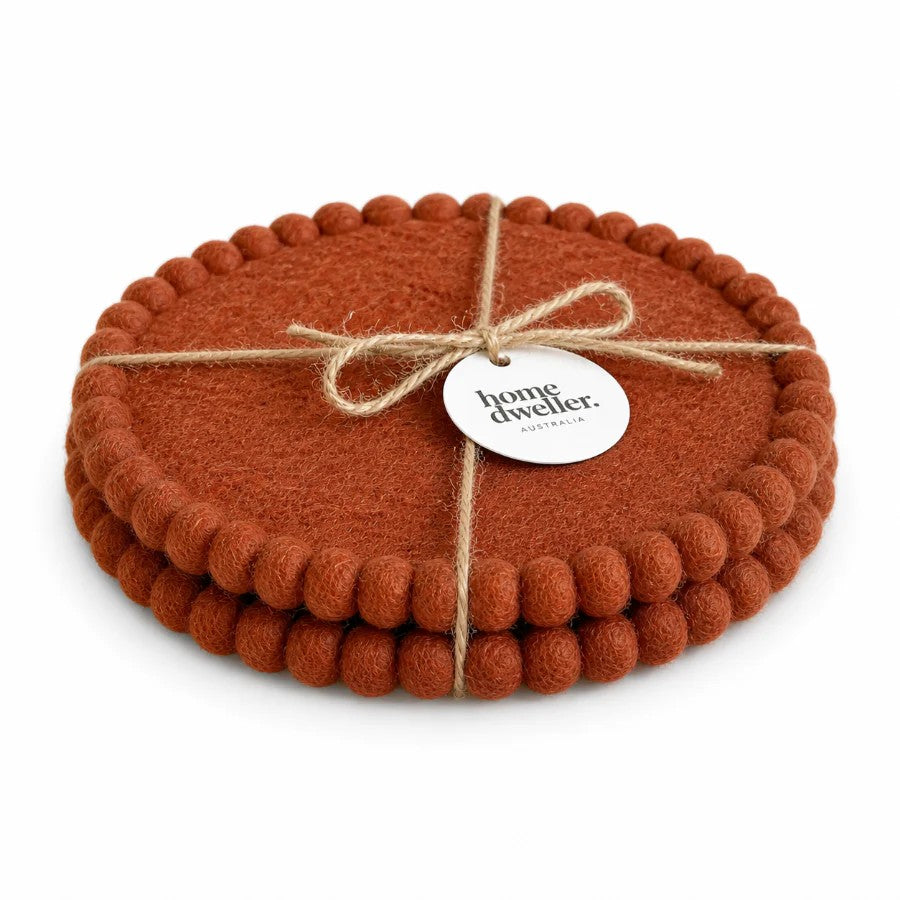 Felt Trivet Set | Spiced Cocoa by Home Dweller. Australian Art Prints, Gifts, Fashion and Homewares. Green Door Decor. www.greendoordecor.com.au