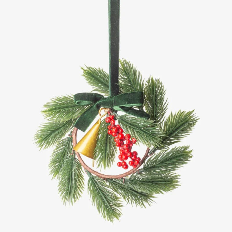 Festive Sprig Mini Wreath | Christmas Hanging Decoration by French Country Collections. Australian Art Prints, Gifts, Fashion and Homewares. Green Door Decor. www.greendoordecor.com.au