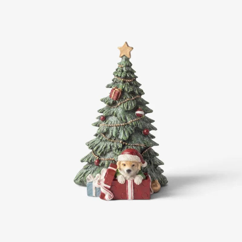 Festive Tree with Dog and Gifts | Christmas Ornament by French Country Collections. Australian Art Prints, Gifts, Fashion and Homewares. Green Door Decor. www.greendoordecor.com.au