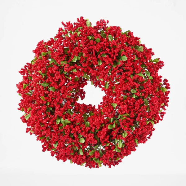 Fine Red Berry & Boxwood Wreath by Florabelle. Australian Art Prints and Homewares. Green Door Decor. www.greendoordecor.com.au