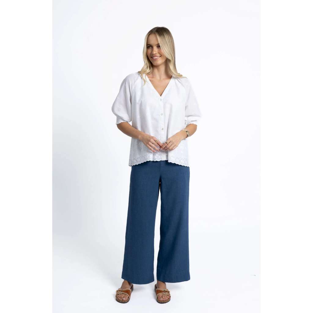 Fleetwood Linen Pant | Ocean Blue by Humidity Lifestyle. Australian Art Prints and Homewares. Green Door Decor. www.greendoordecor.com.au