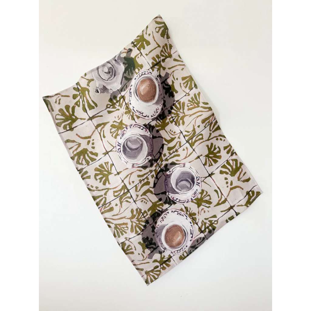 Florence Linen Tea Towel | Whitney Spicer Art. Australian Art Prints and Homewares. Green Door Decor. www.greendoordecor.com.au